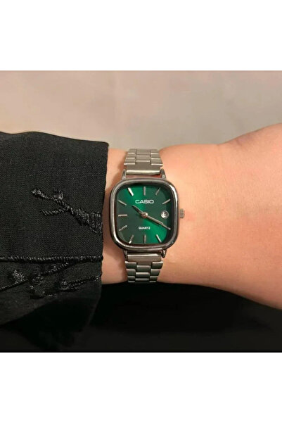 Casio Casio Women's Watch - Silver Strap, Green Dial