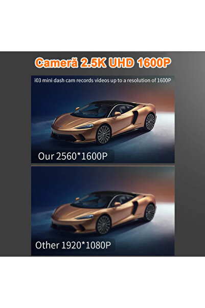 WOLFBOX Camera auto de bord i03 2.5K 1600P, WiFi, Night Vision, 170°, ecran 1", aplicatie dedicata,