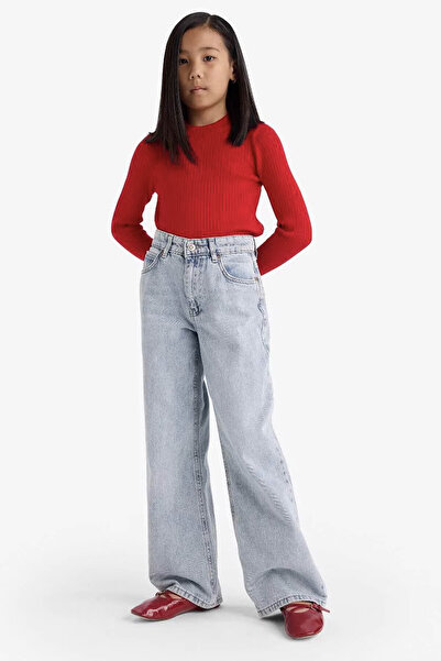 DeFacto Fitted Crew Neck Ribbed Red Girls' Sweater E9849A8/Rd117