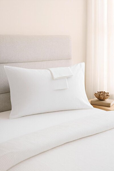 Lio20 50 X 70 cm Size Cotton Fabric Covered 2-Piece Pillowcase Set - White