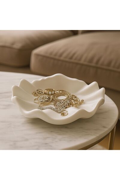 MİREVA Dekoratif Dalgalı Takı ve Anahtarlık Tabağı – Modern Şık Tasarım | Taş...