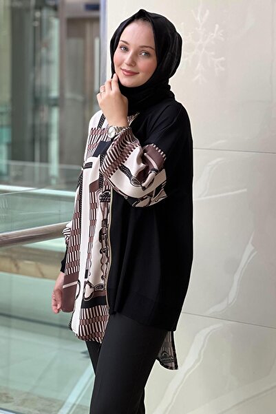 Ghisa Asymmetrical Zippered Satin Knitwear Combination Tunic