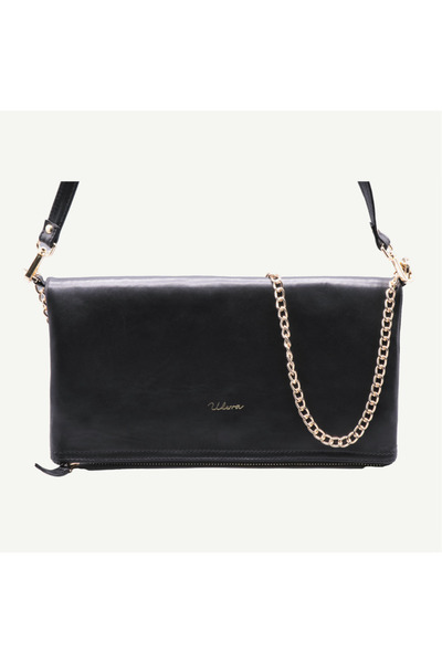 Uderra Leather حقيبة كروس بسلسلة من الجلد الطبيعي – ZC001-جلد أسود