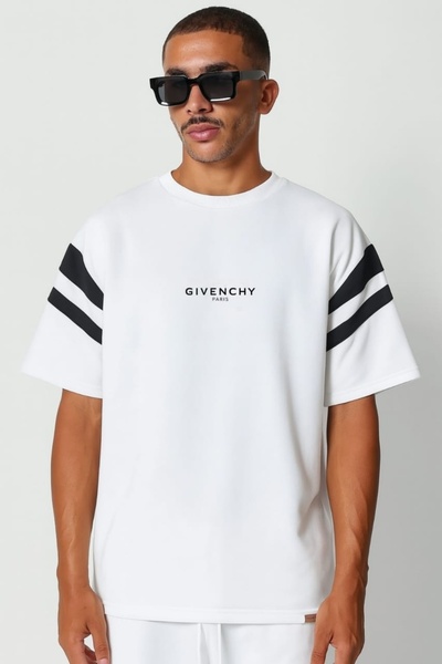 STITCH by MH طقم صالة Givenchy Paris White Striped Logo Lounge Set