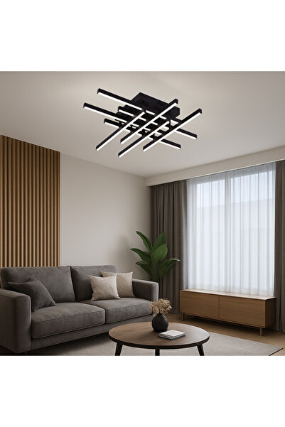 ALC-Shop Πολυέλαιος LED με τηλεχειριστήριο LINEX, 90W, 8 στοιχεία, κρύο/ζεστό/ουδέτερο φως, ρυθμιζόμενος, μαύρος