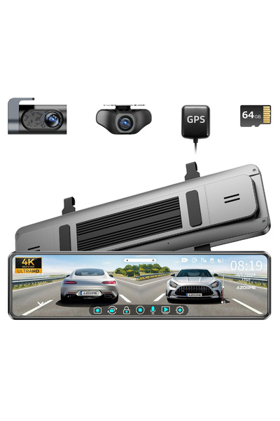 AZDOME Camera auto de bord tip oglinda, fata-spate, PG18S 4K+FullHD