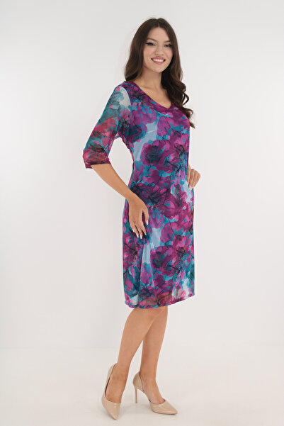 Trend Land Ανοιχτό μπλε φόρεμα από τούλι με φλοράλ τυπωμένο σχέδιο από κυκλάμινο