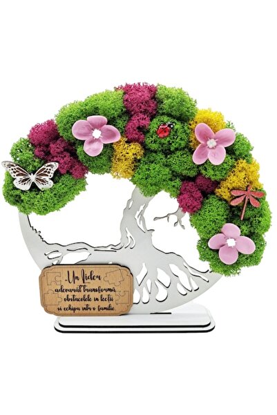 OEM Cadou Copacul Vietii, cu licheni stabilizati, din lemn alb, „Lider”, 20cm...