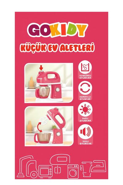 ela777 Sesli Işıklı Pilli 360 Derece Dönen Full Fonksiyon Mikser - Dönen Pilli Mikser 17x9x17 cm