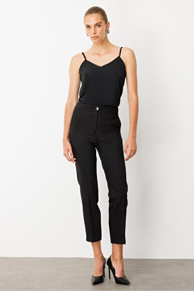 Moda İlgi Modailgi Yandan Cepli Paçası Yırtmaçlı Sigara Paça Pantolon - 70008,70006 Siyah