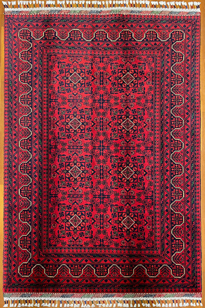 Afgan Halı El Dokuma 100% Yün Bordo Kırmızı Halı Elsanat Eserı ile Harıka Yil...