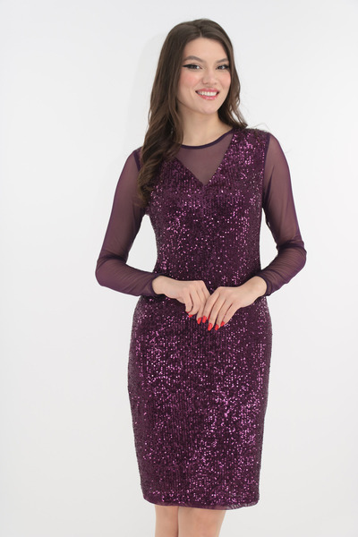 Trend Land Μωβ βραδινό φόρεμα με πούλιες