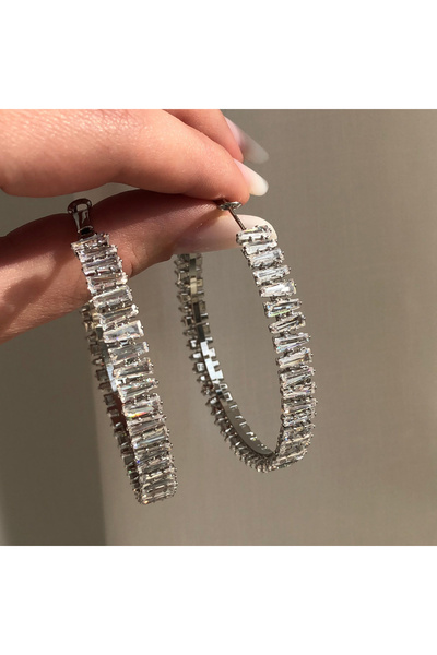 ElectraStore Cercei Supradimensionați Rotunzi Cu Cristale Zirconia