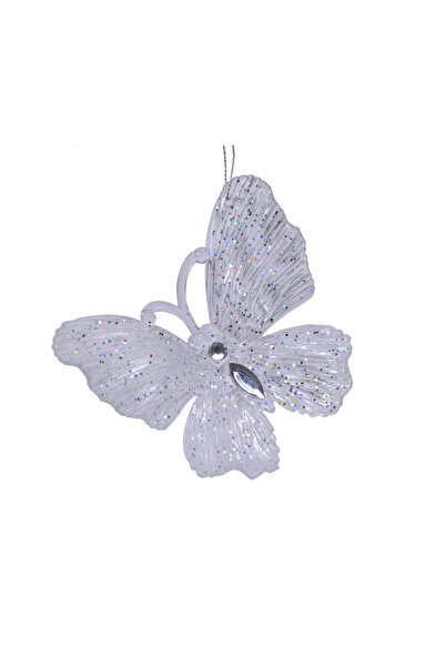 BraziPremium Ornament de Crăciun cu fluturi și sclipici, 10 cm, plastic, roz pal