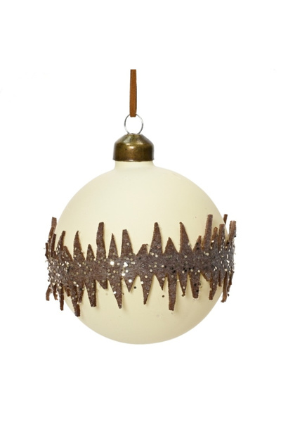 BraziPremium Glob de Crăciun cu sclipici, 8 cm, sticlă, alb