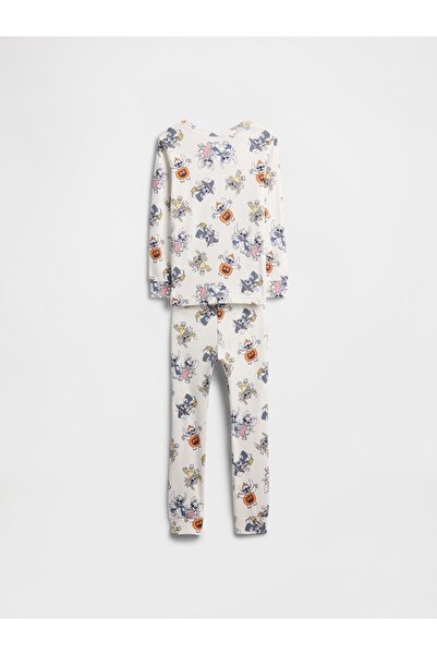 GAP Bebek Beyaz %100 Organik Pamuk Stitch Grafik Baskılı Pijama Takımı