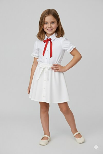 FATELLA Girl's Ruffled Skirt White Shirt Set October 29 April 23 Performance ...