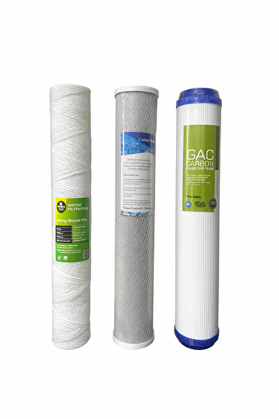 AQUA BELLA Su Arıtma Filtresi 20" İplik Filtre - 20" CTO Karbon Blok Filtre 2...