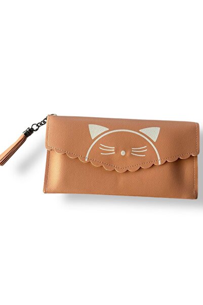 TAKIŞTIR Pink Color Leather Women's Wallet with Cat Figure
