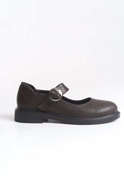 Shoesers Kadın Şık Casual Tasarım Kalın Tabanlı Baretli Bantlı Balerin Günlük Loafer Ayakkabı