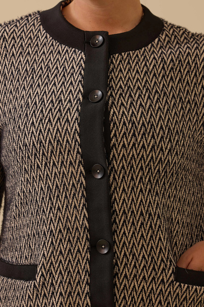 Gala-Xi Galaxi Women's Plus Size Patterned Pocket Detailed Knitwear Jacket 4003 Black