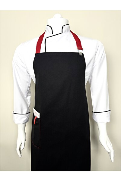 ADALILAR İŞ ELBİSELERİ مريلة مطبخ بحزام للرقبة للطهاة المحترفين والباريستا في المقاهي والمطاعم (مع مشبك)