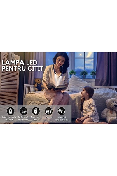 OEM Lampa pentru Citit cu Pozitionare pe Gat, 3 Tipuri de Lumina LED, 3 Nivele de Intensitate Ajustabile