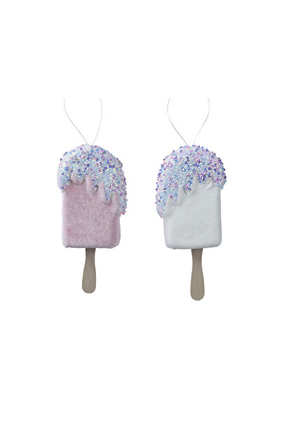 BraziPremium Set de 2 ornamente pentru brad de înghețată, 11 cm, spumă, roz