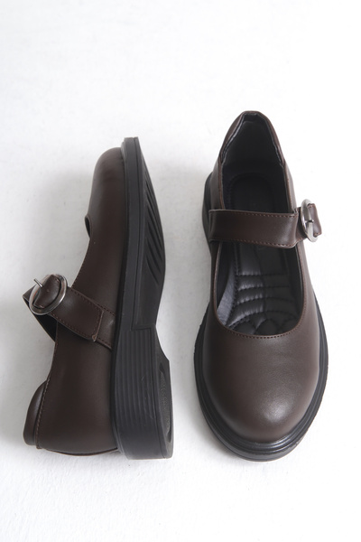 Shoesers Kadın Şık Casual Tasarım Kalın Tabanlı Baretli Bantlı Balerin Günlük Loafer Ayakkabı