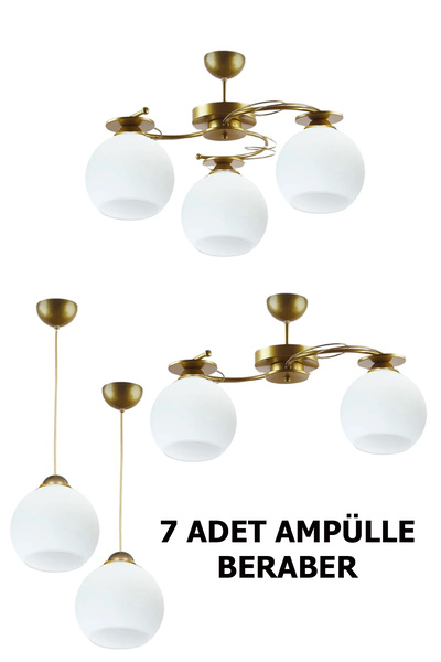 Uçar AMPÜL DAHİL MODERN İLAY AVİZE SETİ SALON YATAK ODASI MUTFAK GİRİŞ 2Lİ 3L...