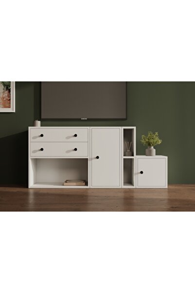 Nettrends Maksimalist Midas Fonksiyonel 2 Kapak 2 Çekmeceli Geniş TV Sehpası