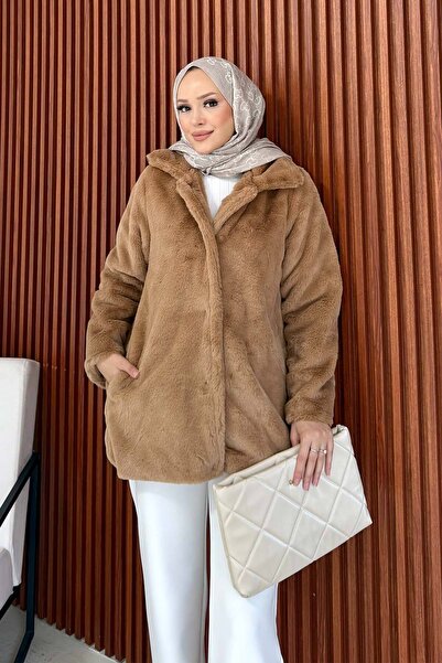 Melike Tatar Αντίκα παλτό με συνθετική γούνα 32-2226-1