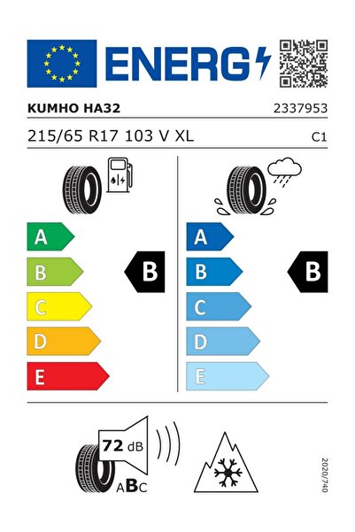 Kumho 215/65R17 103V XL SOLUS HA32 4 SEASON 2025 ÜRETİM 4 MEVSİM LASTİĞİ
