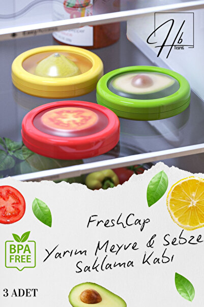 HB LİFE 3 Adet Buzdolabı Için Yarım Meyve Ve Sebze Koruma Kabı Limon Soğan Do...