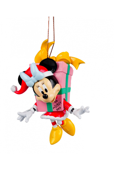 Disney Ornament de Crăciun Minnie Mouse cu cadou, Disney, 10 cm, multicolor