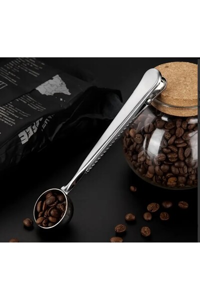 Online Home Market Coffee Measuring Spoon with Latch Gold Multifunctional Stainless Steel Spoon