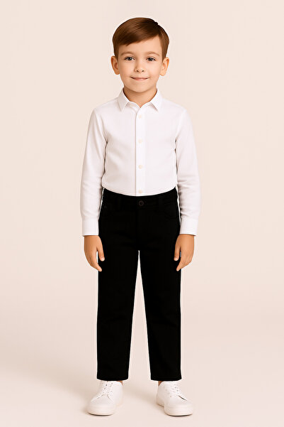 Sibel Günay Butik Детски черни габардинени панталони | 100% памук и лека елас...