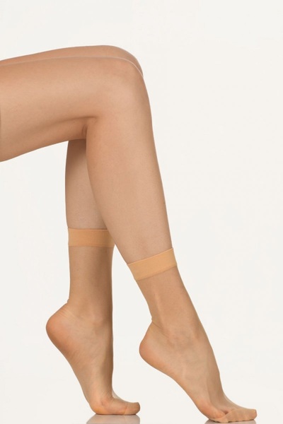 NBB 12-Pack, Toe Socks, Full Shine, 15 Denier, Thin, Lycra, Sahara