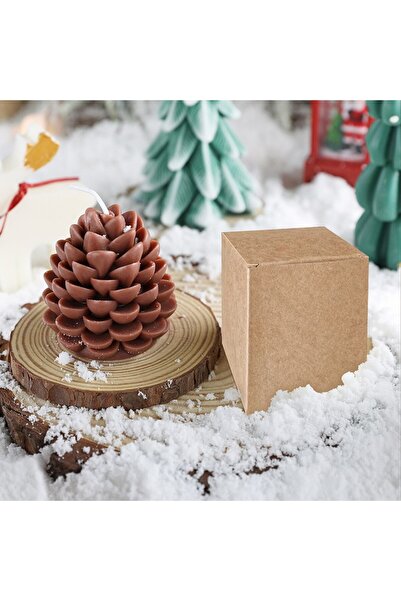 Flippy Lumânare parfumată de Crăciun, Flippy, Con de pin, Ceară de soia, Cadou de Crăciun, 7 x 6,5 x 6,5 cm, Maro