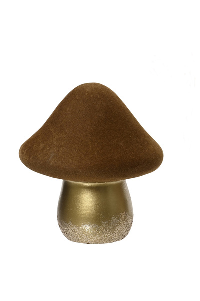 BraziPremium Ornament de Crăciun cu ciupercă din catifea, 12 cm, ceramică, maro