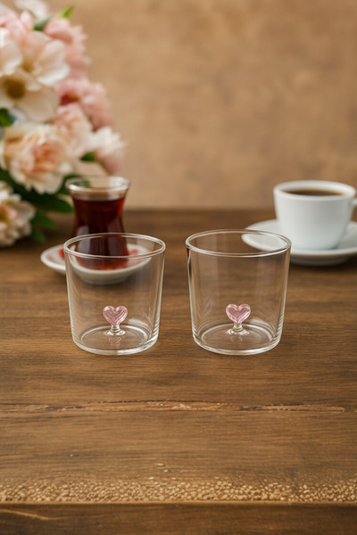 Evsun Home Collection طقم أكواب الحب المكون من قطعتين من الزجاج البوروسيليكات...