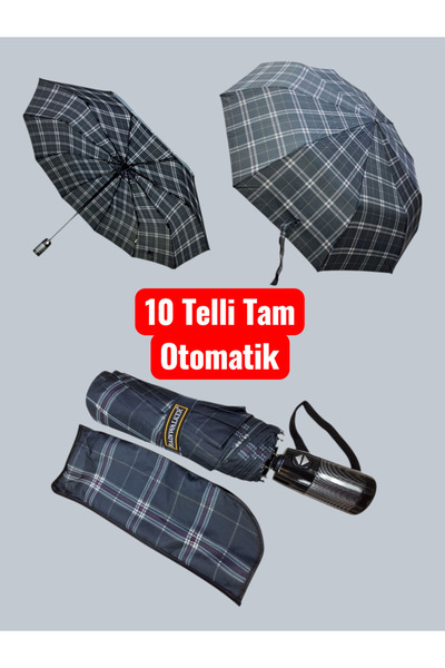 Rainwalker 10 Telli Lüx Full Otomatik Rüzgarda Kırılmayan Fiber Gövde Şemsiye