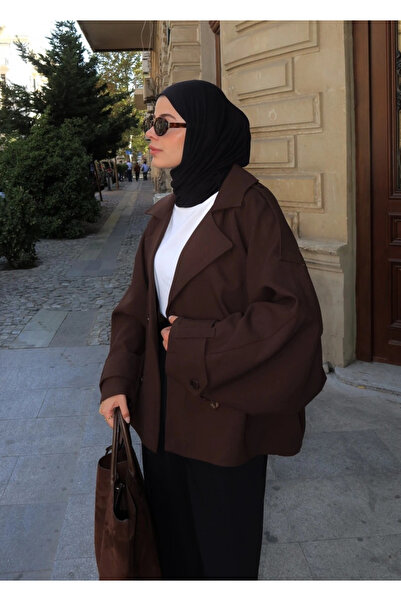 My Blog Kahverengi Kruvaze Kısa Trenç - 7537