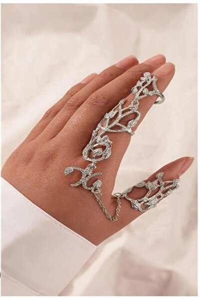 Shiklik Kadın Gümüş Renk 1 Adet Çift Parmak Çelik Yüzük