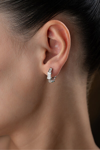 Silvano Jewelry 925 Ayar Gümüş Zirkon Taşlı Küpe