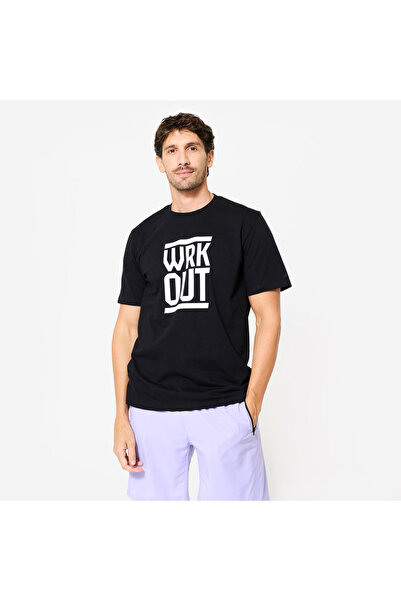 Decathlon Domyos Men's Straight Cut Sports T-Shirt - Ultra Black - Fitness