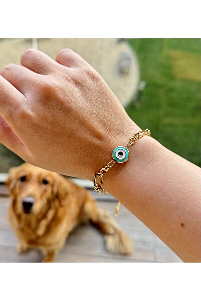 Dropaksesuar Nazar Boncuğu Detay Halka Çelik Bileklik