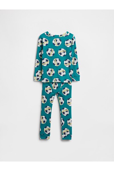 GAP Bebek Yeşil %100 Organik Brushed Pamuk Pijama Takımı