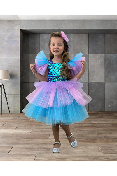 tny kids collection Deniz Kızı Tüllü Kız Çocuk Elbisesi