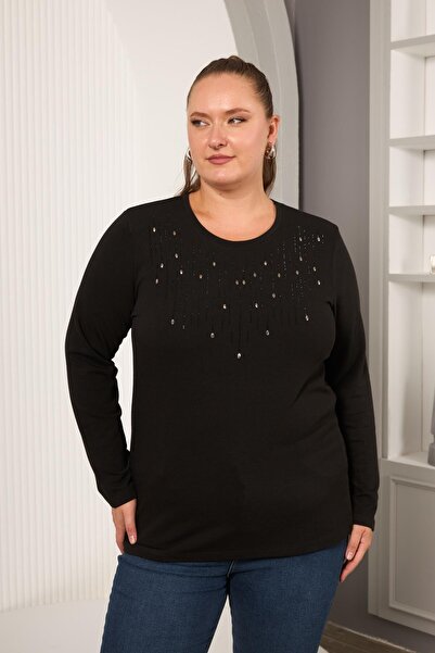 RMG Μπλούζα με πέτρινη λεπτομέρεια στο μπροστινό μέρος σε μεγάλο μέγεθος